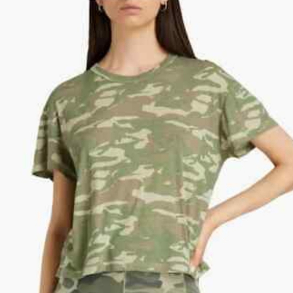 MONROW Tonal Camo Vintage Style Tee In Light Camouflage w/Boxy fit - Picture 2 of 8